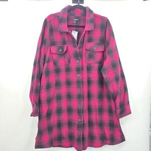 Torrid Plaid Shacket Long Shirt Pink Black 2X 18-20